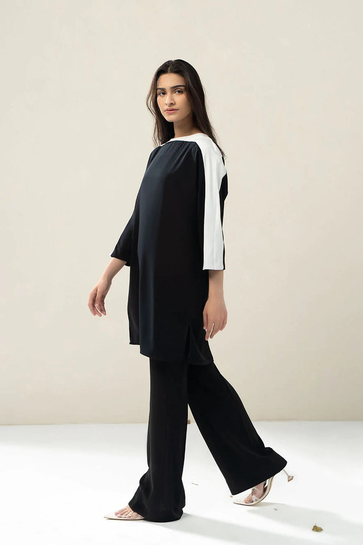 Black Viscose Rayon ( Top + Pant ) Co-ord Set For Women's