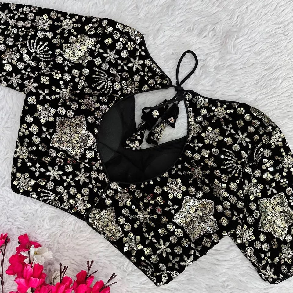 Pure Velvet Full Stitched Traditional Function Designer Blouse & Choli