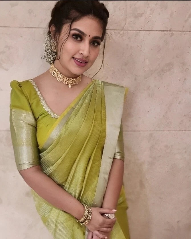 Traditional Beautifull Banarasi Soft Silk Saree With Blouse