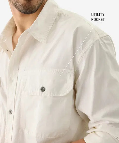 Solids Off White Men Utility Shirts