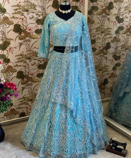 Diamond And Glitter Sequence Design Work Lehenga Choli