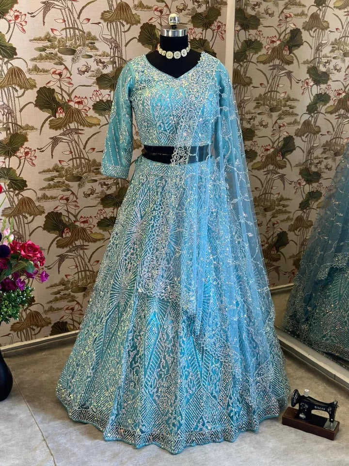 Diamond And Glitter Sequence Design Work Lehenga Choli