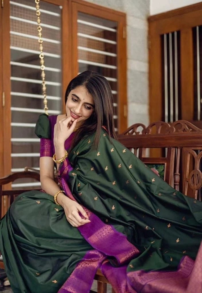 Banarasi Soft Silk Wedding Saree With Jacquard Border Blouse fancy Saree11-KT