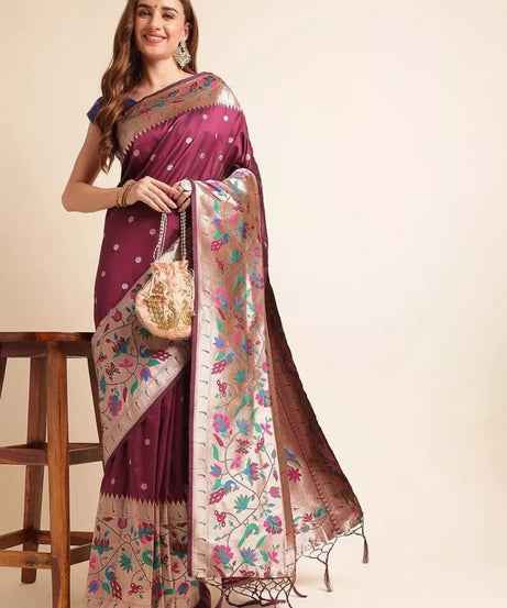 Pure Soft Kanchivaram Pethani Silk Saree With Blouse