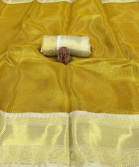 Yellow Beautifull Soft Tissue Silk Saree With Blouse