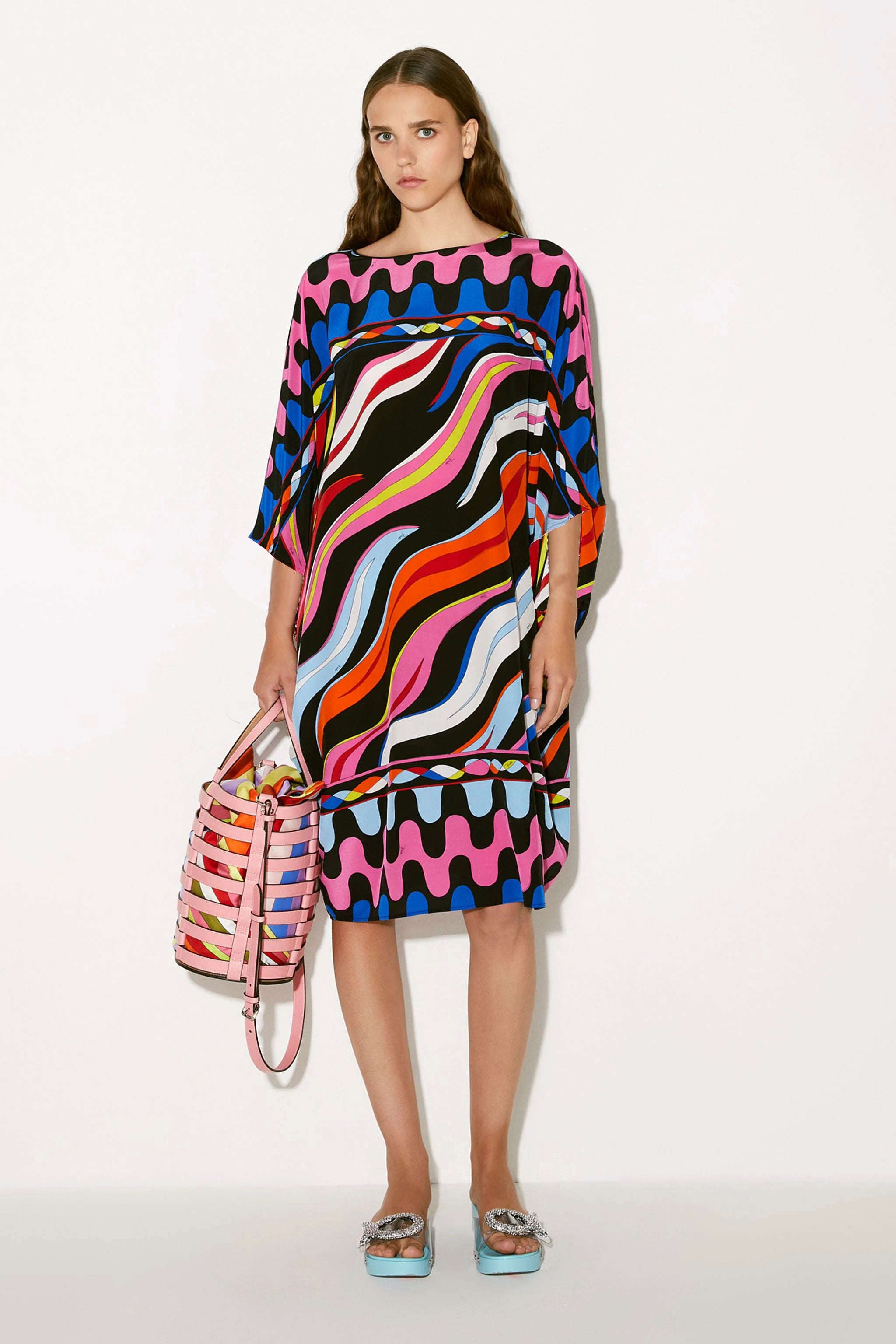 Silk Crepe Digital Printed Multi Color Caftan   For Women's Short Kaftan