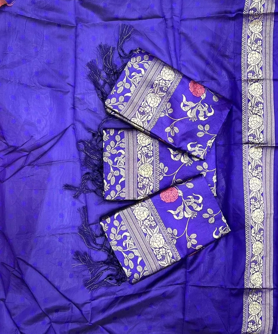 Purple Designer Soft Lichi Silk Saree With Blouse