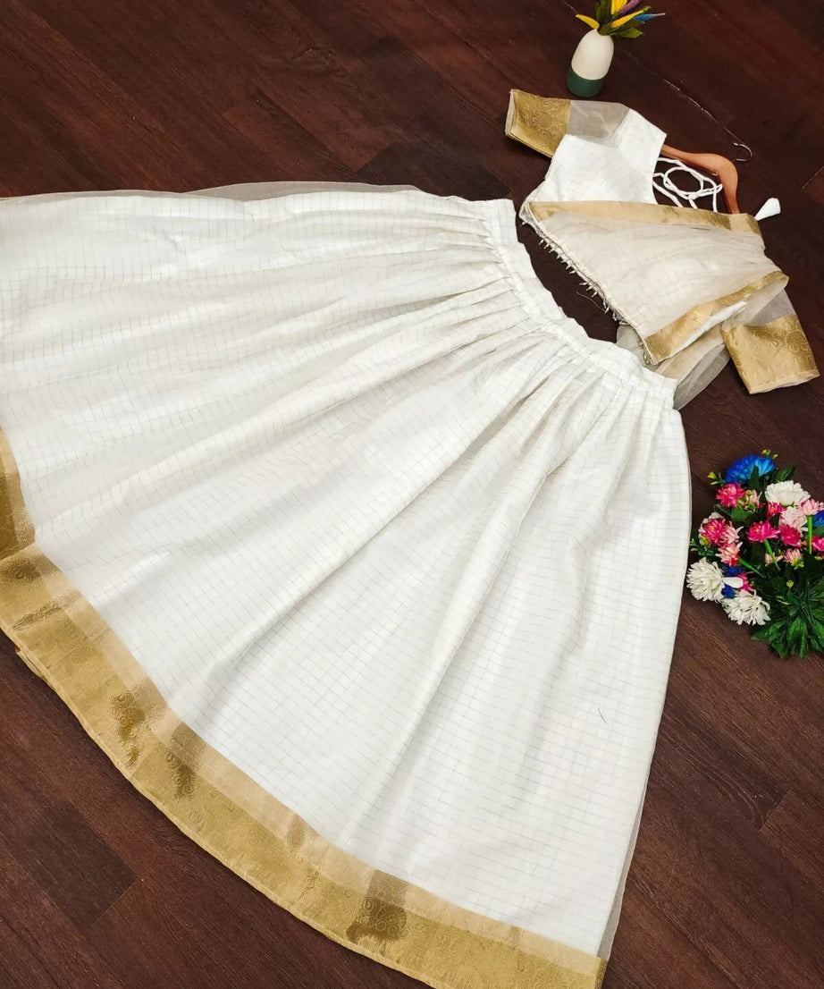 Organza Weaving Chex Lehenga Blouse Dupatta