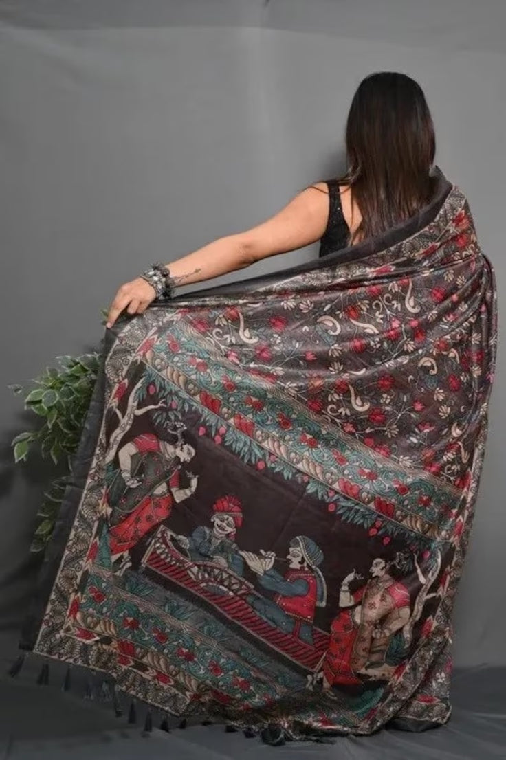 Soft Lichi Silk Saree With Unstitched Blouse