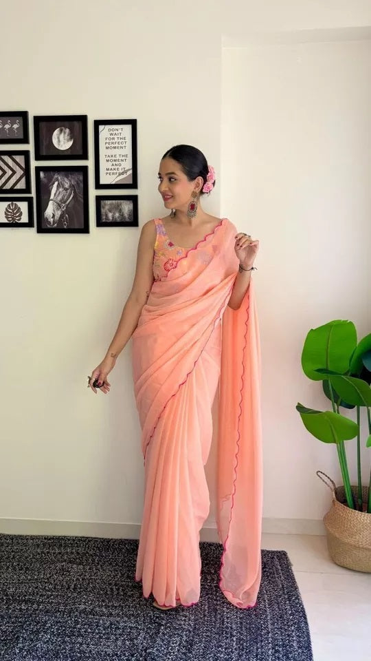 Soft Georgette Silk Saree With Blouse