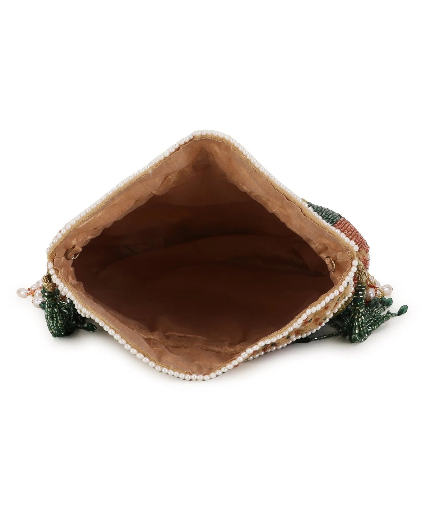 Dangle Chevron Embellished Velvet Potli Bag