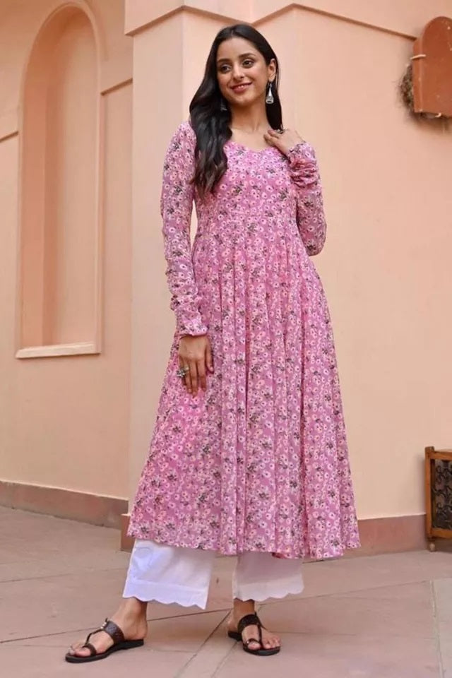 Full Stitched Bollywood Classic Georgette Anarkali Kurti & Top