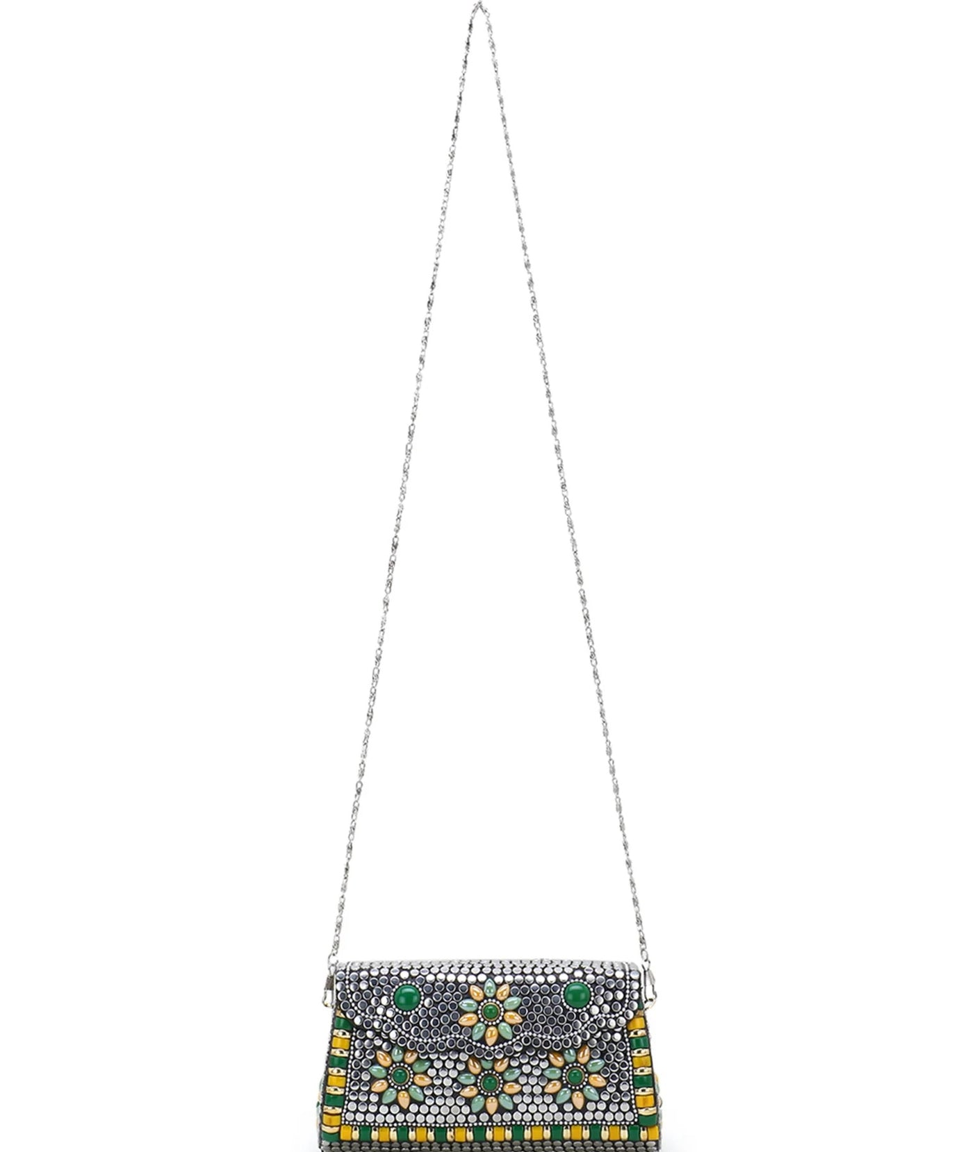 Mosaic Metal Clutch with Stone Work
