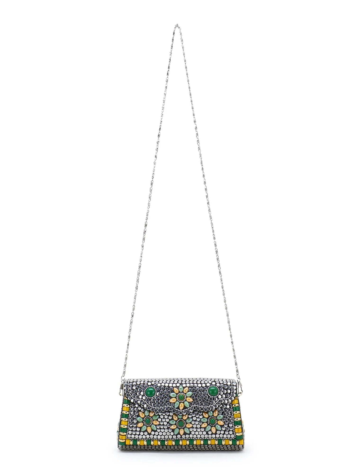 Mosaic Metal Clutch with Stone Work