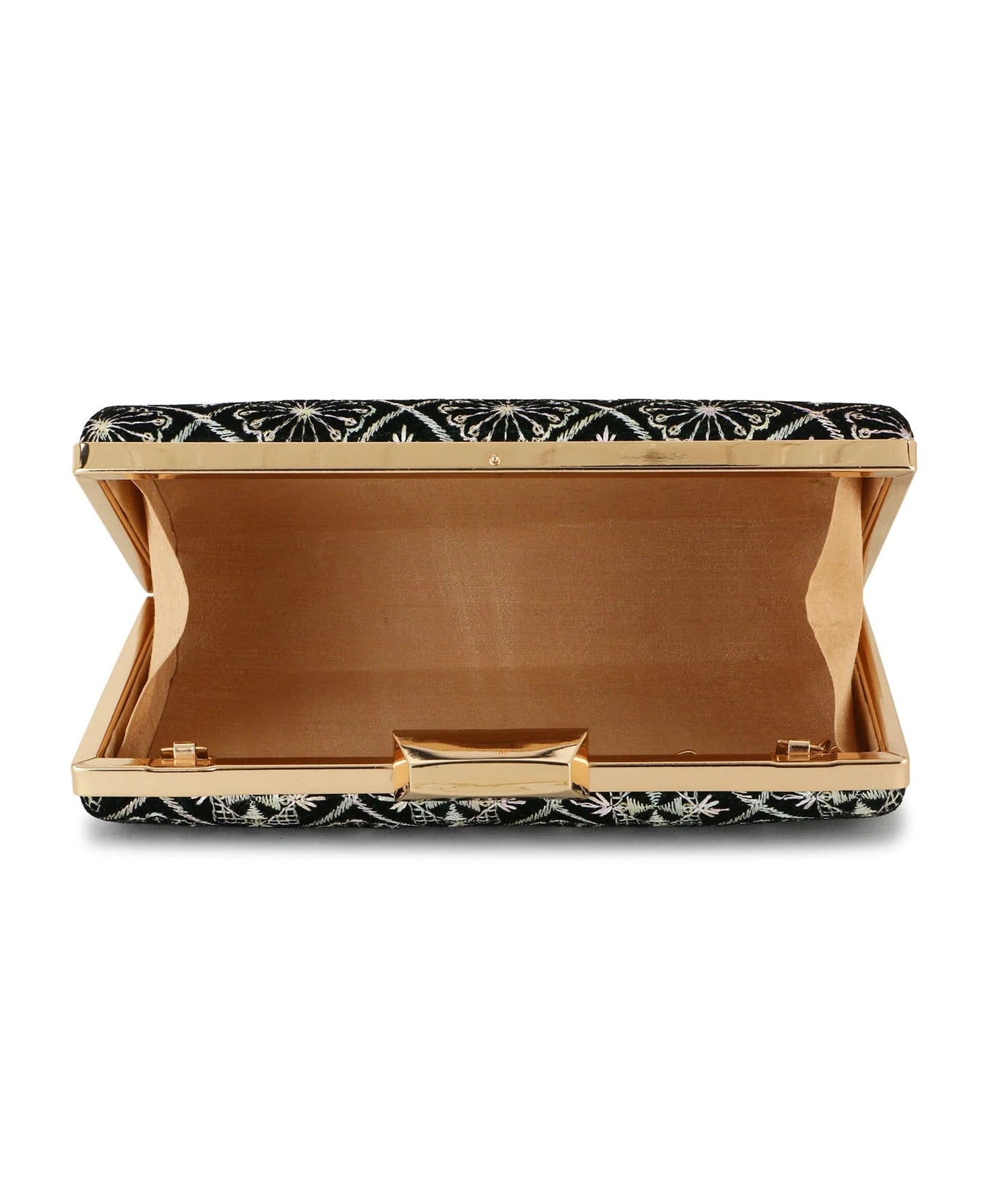 Hue Geometric Embroidered Velvet Clutch