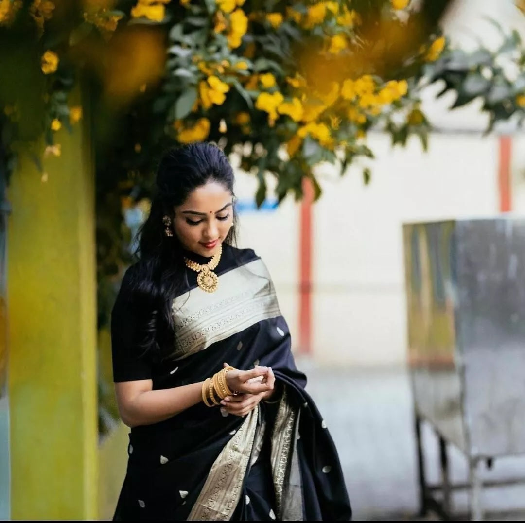 Soft Lichi Silk Saree, Women's Wedding Sari & Blouse
