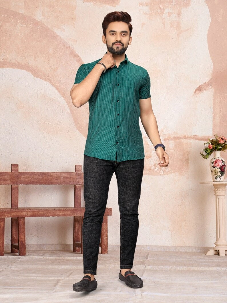 Pure Cotton Lining Pattern  Men's Shirt