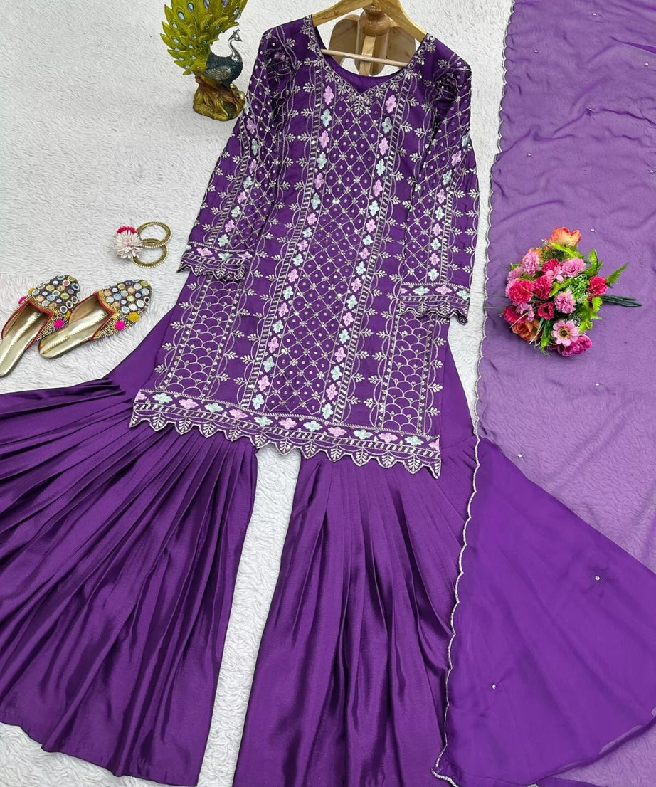 Chinon Silk & Sequence Work Salwar Kameez Dupatta