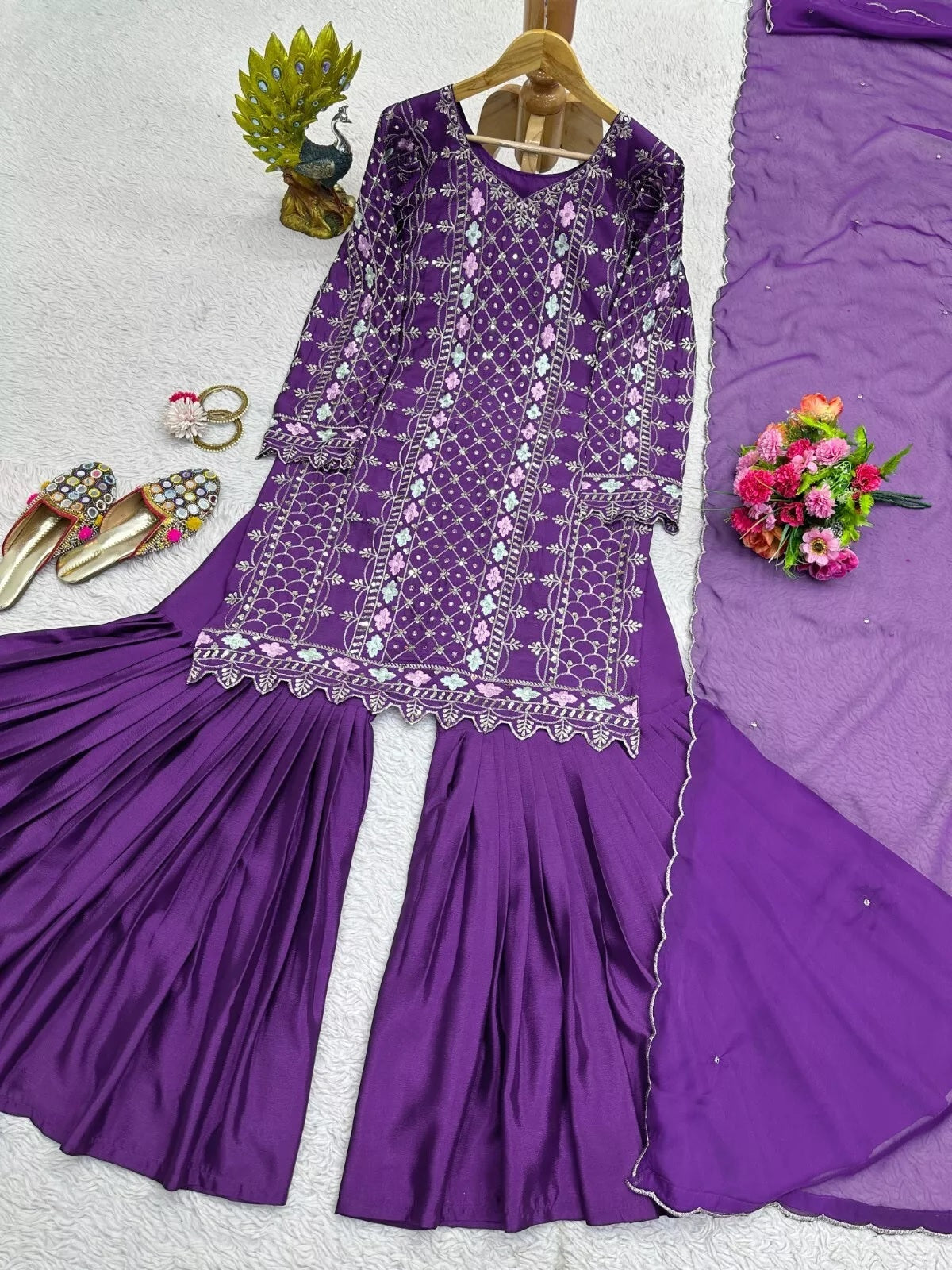 Chinon Silk & Sequence Work Salwar Kameez Dupatta
