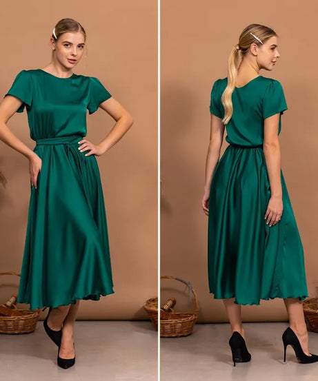 Emerald Green Bridesmaid Dress Boat Neckline Dress