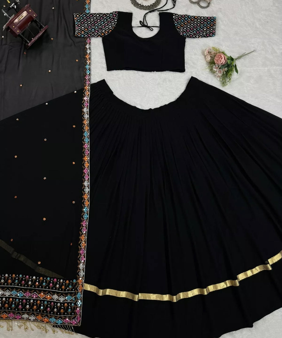 New Designer Festival Style Faux Georgette Lehenga Blouse Dupatta