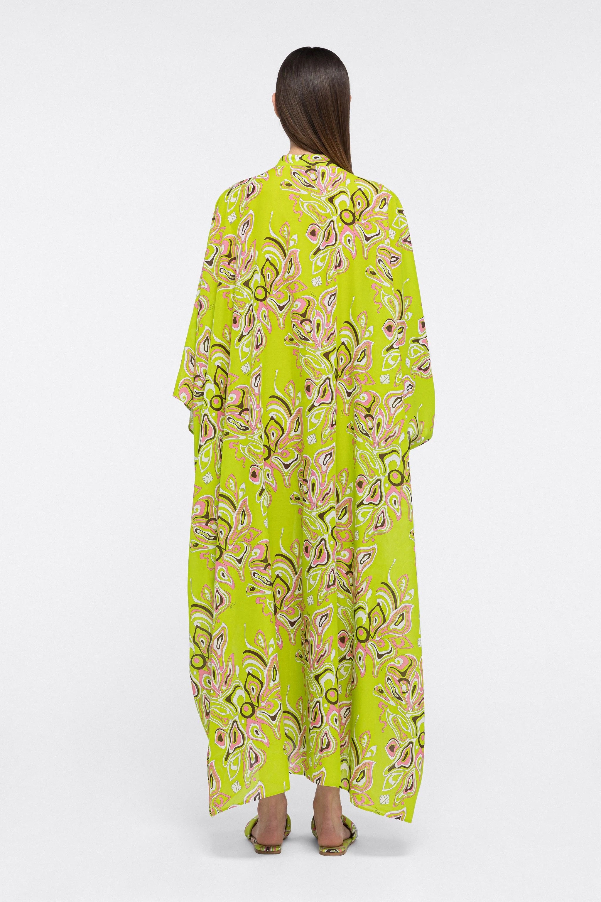 French Moss Green Kaftan, Elegant Boho Maxi Dress Caftan Women's