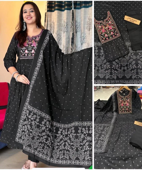 New Trending Reyon With Embroidery Work Wedding Party Wear Top Bottom Dupatta 12-BS