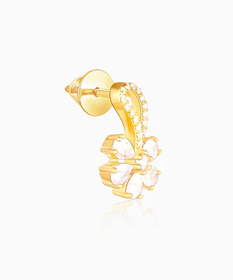 Golden White Floral Damsel Earrings