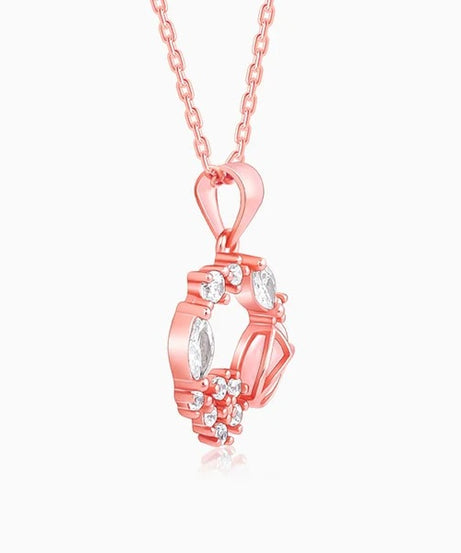 Rose Gold Drop Wreath Pendant With Link Chain