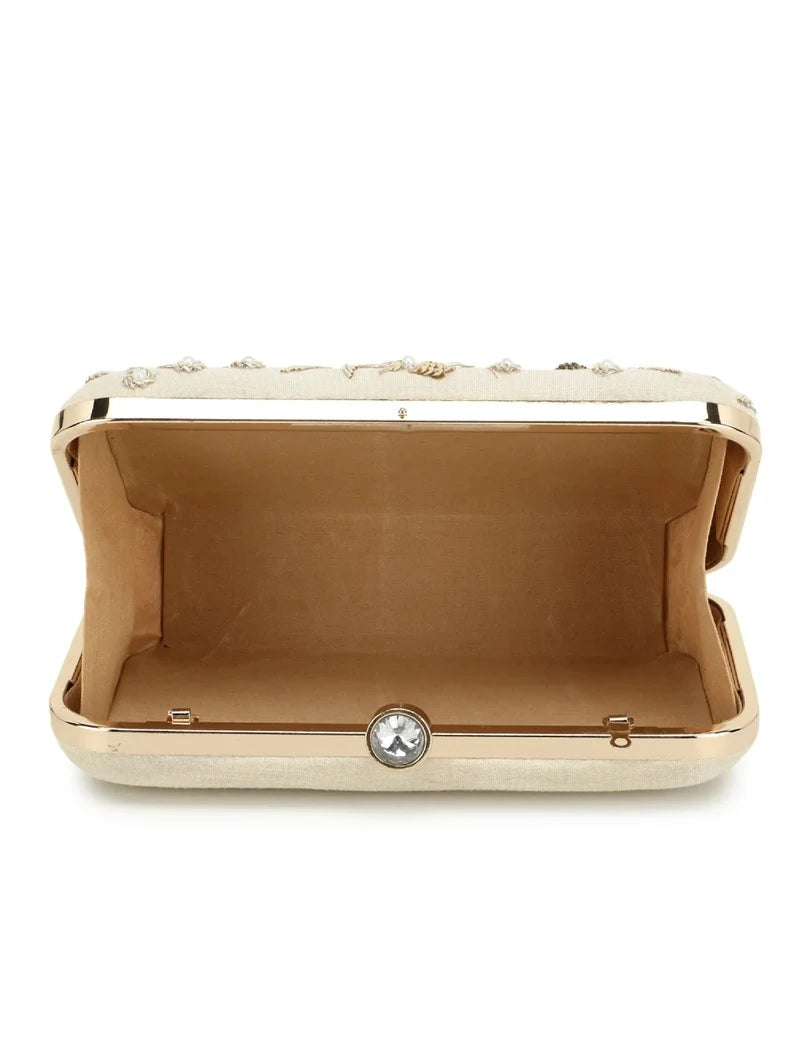 Designer Embellished Faux Silk Clutch
