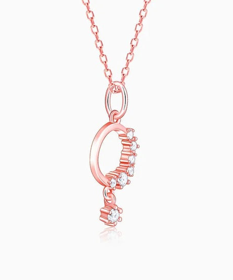 Rose Gold Circular Drop Pendant With Link Chain