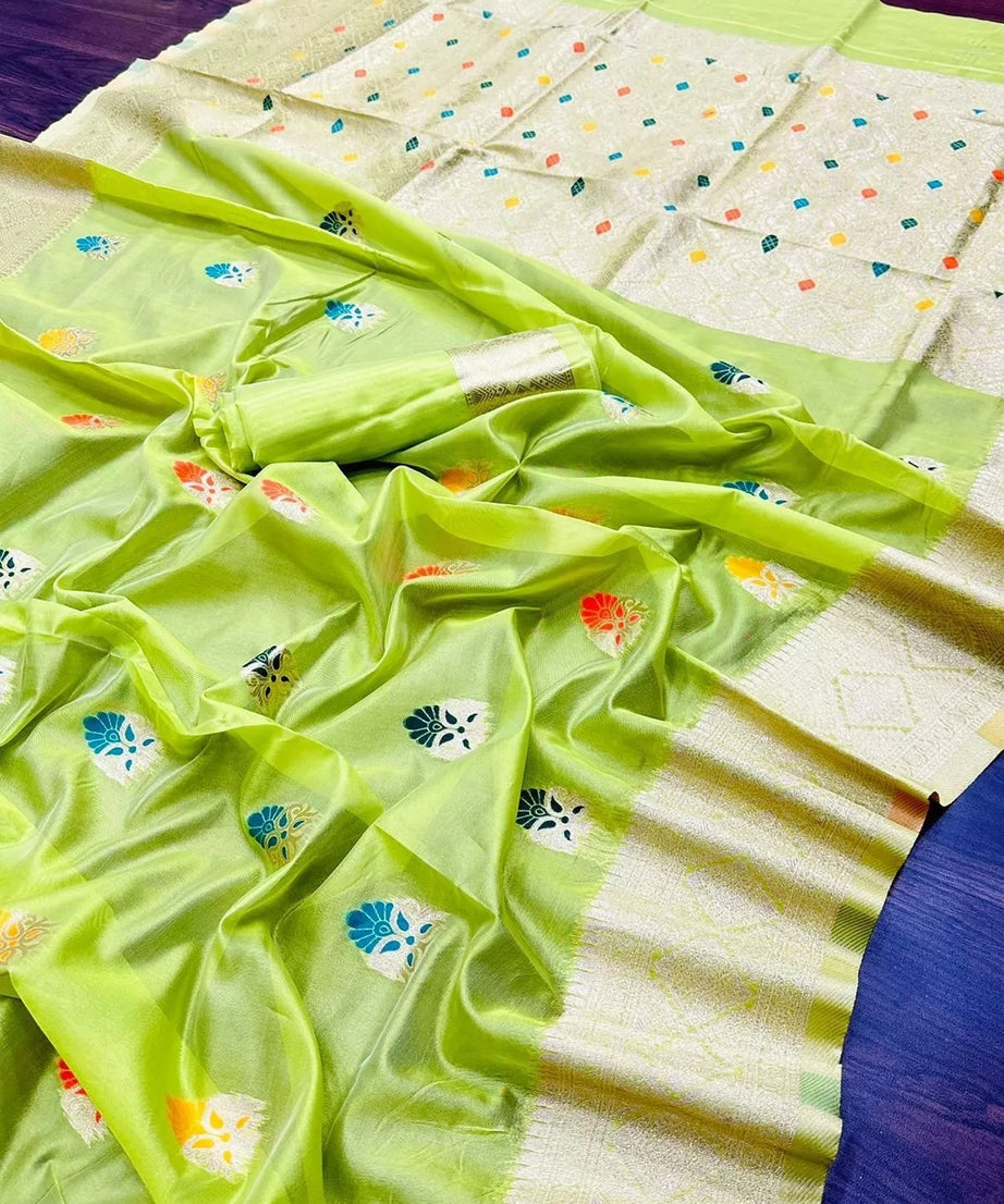 Soft Organza Jacquard Saree,Function Wedding Sari With Blouse