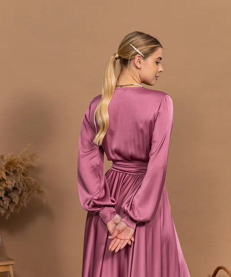 Bridesmaid Dress Long Dress V-Neck Maxi Flared Dress