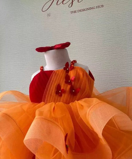 FANCY NET SILK BEADS WORK KID WEAR FROCK