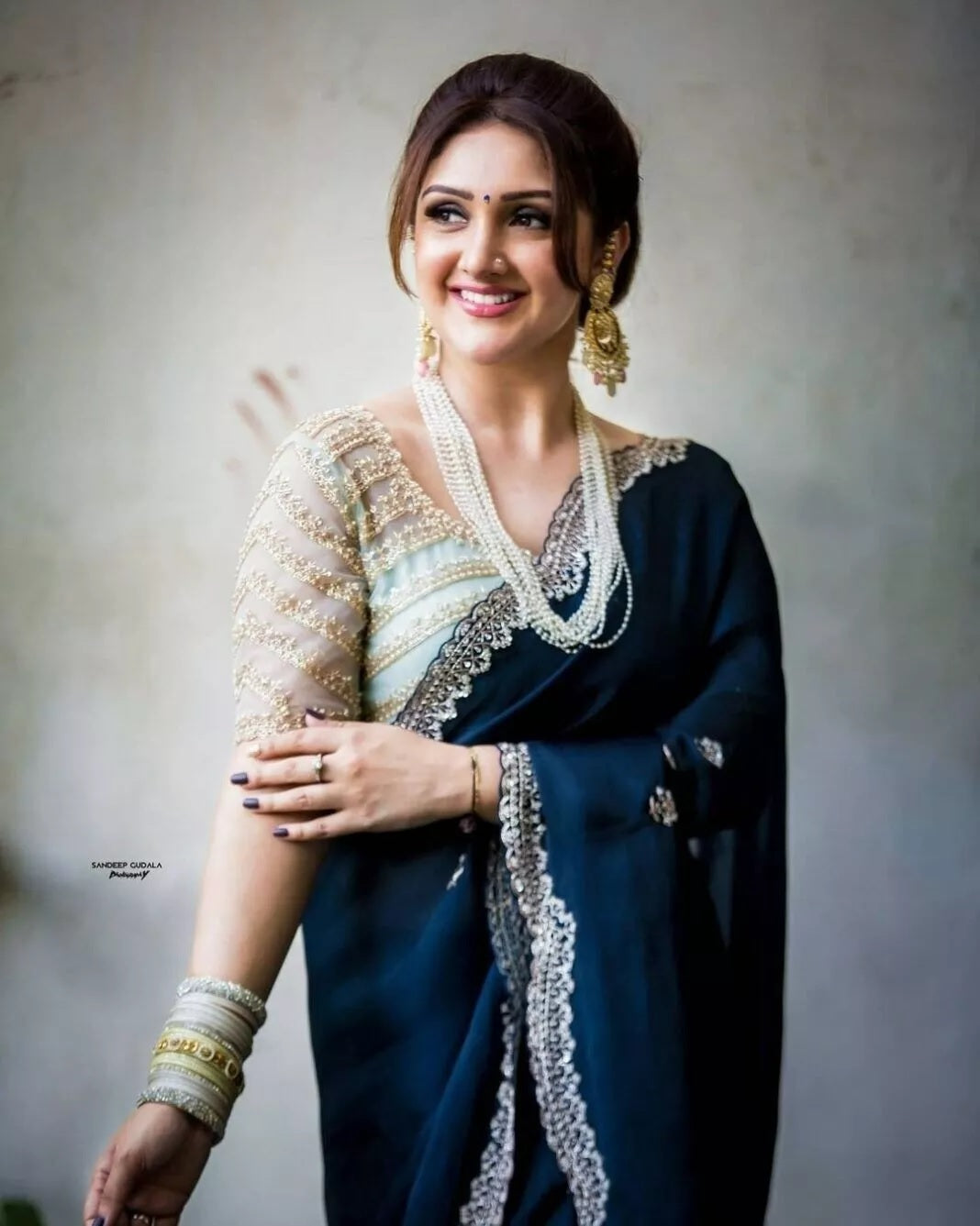 Georgette Saree With Stitched Blouse,Wedding Style Sari & Blouse