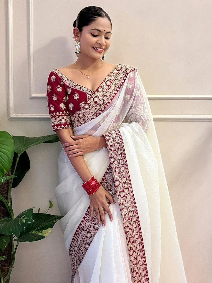 Banarasi Crush Saree, Jari Weave Crush With Sequence Work Sari & Blouse