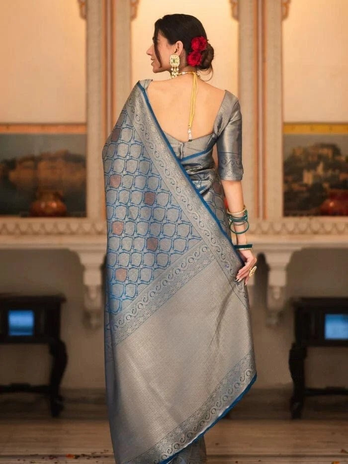 Banarasi Soft Silk Wedding Party Wear Saree,Ethnic Classic Sari With Blouse