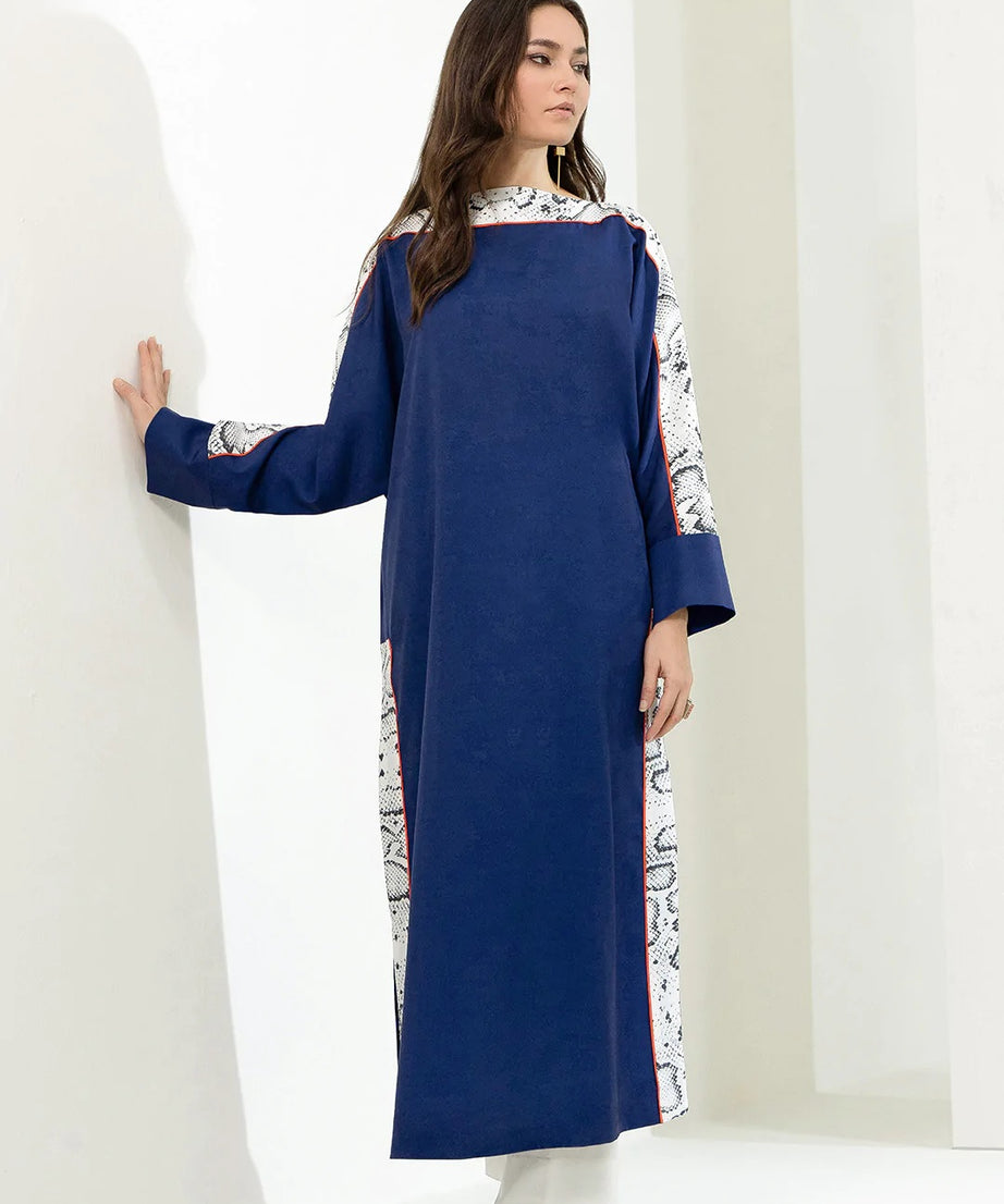 Blue Flowy Viscose Rayon Kaftan  Lounge & Resort Wear Women's Caftan