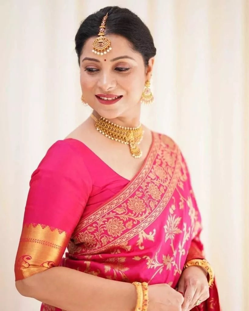 Soft Lichi Silk With Jacquard Work Fancy Saree With Blouse