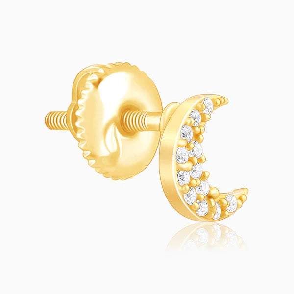 Golden Crescent Zircon Tiny Earrings