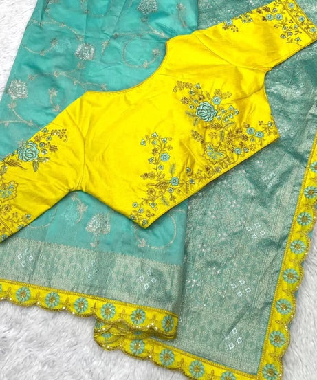 Lichi Silk With Rich Zari & Badla Zari Work Rich Embroidery Lace Saree With Blouse
