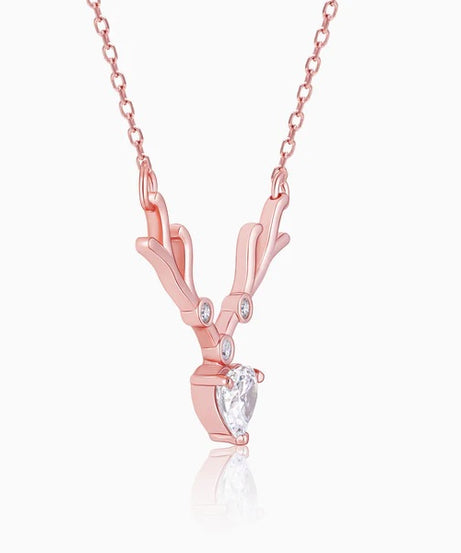 Rose Gold Deer Heart Necklace
