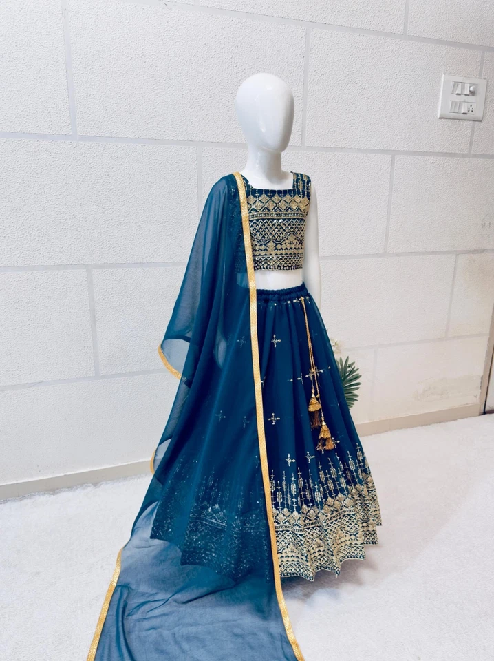 Trending Kids Wear Sequence Embroidery with Beautiful Work Lehenga Blouse with Dupatta 22-MNT