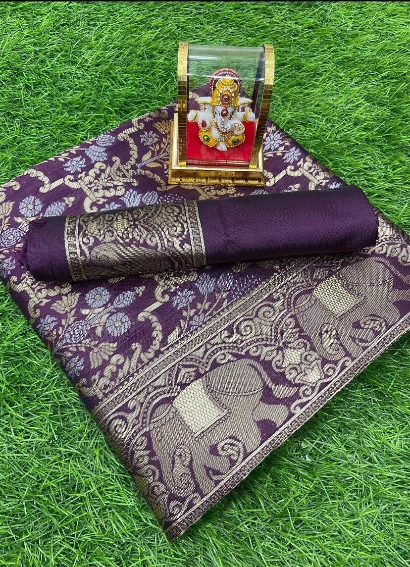 Designer Banarasi Soft Silk Saree & Blouse