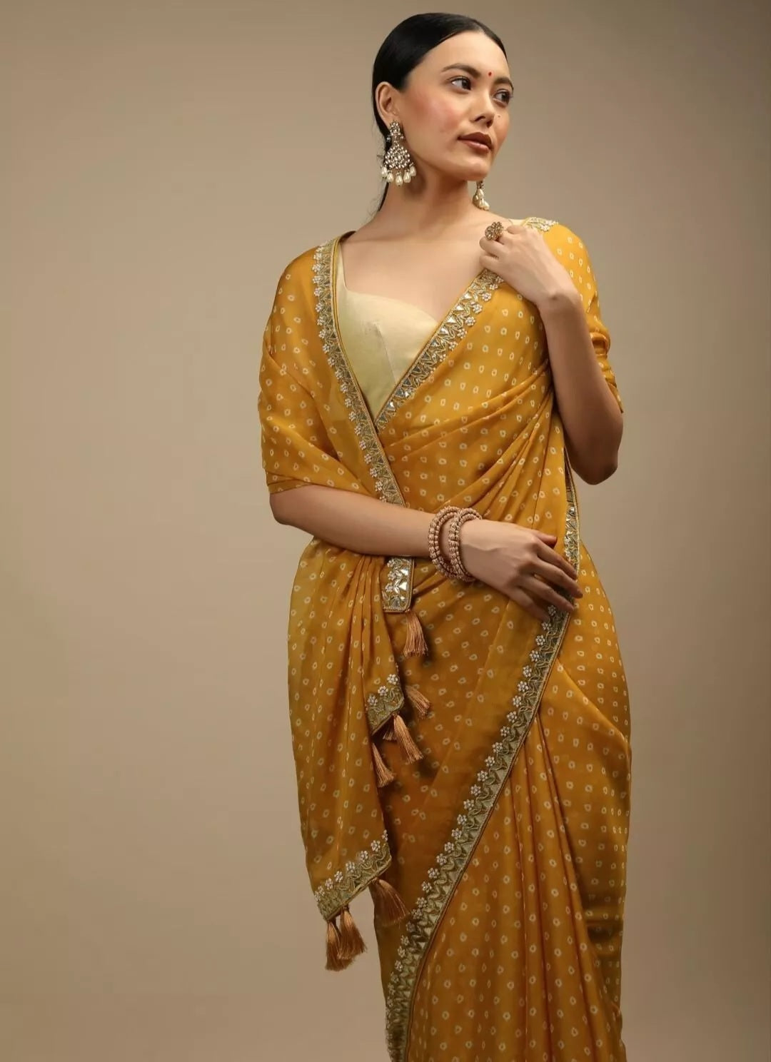 Women's Party Wear Chinon Silk Saree Blouse,Wedding Designer Sari