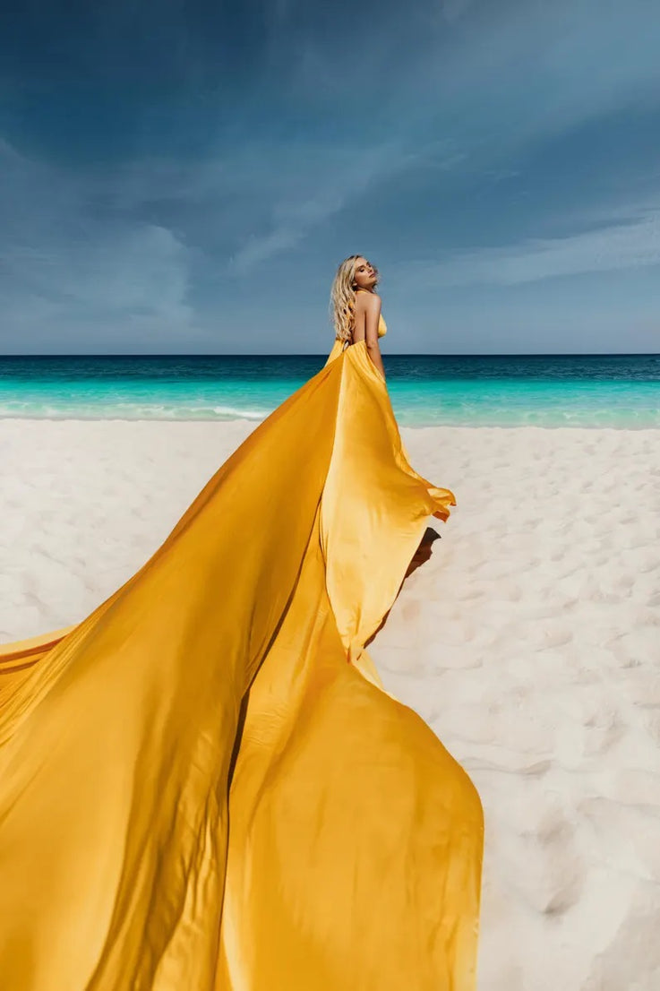 Long Flying Dress for Photo Shoot Long Train Dress Santorini Flying Dress
