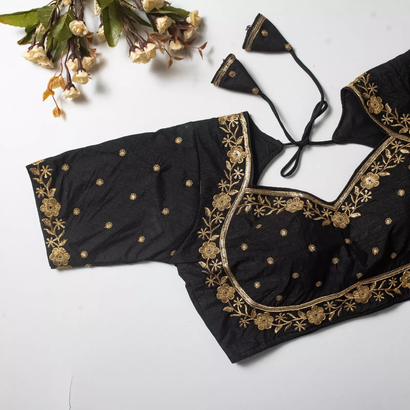 Wedding Exclusive Full Stitched Olive Silk Blouse & Choli