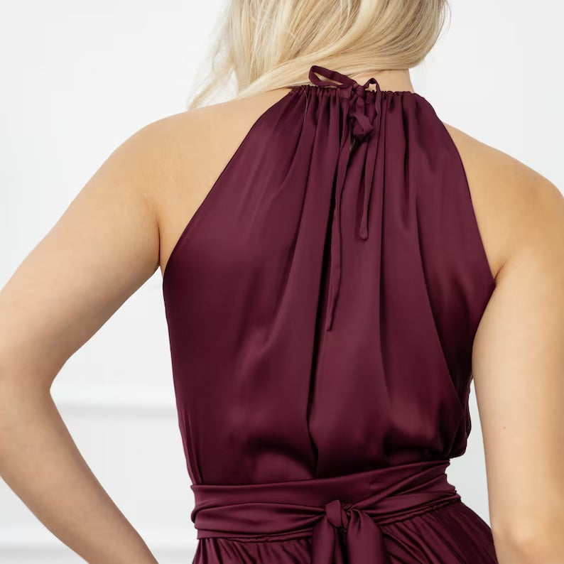 Maroon Long Dress Cocktail Dress for Wedding Guest