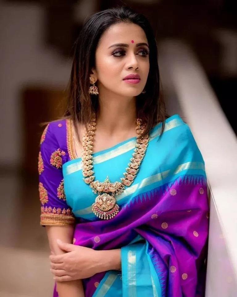 Soft Lichi Silk Rich Pallu & Jacquard Work Saree With Blouse