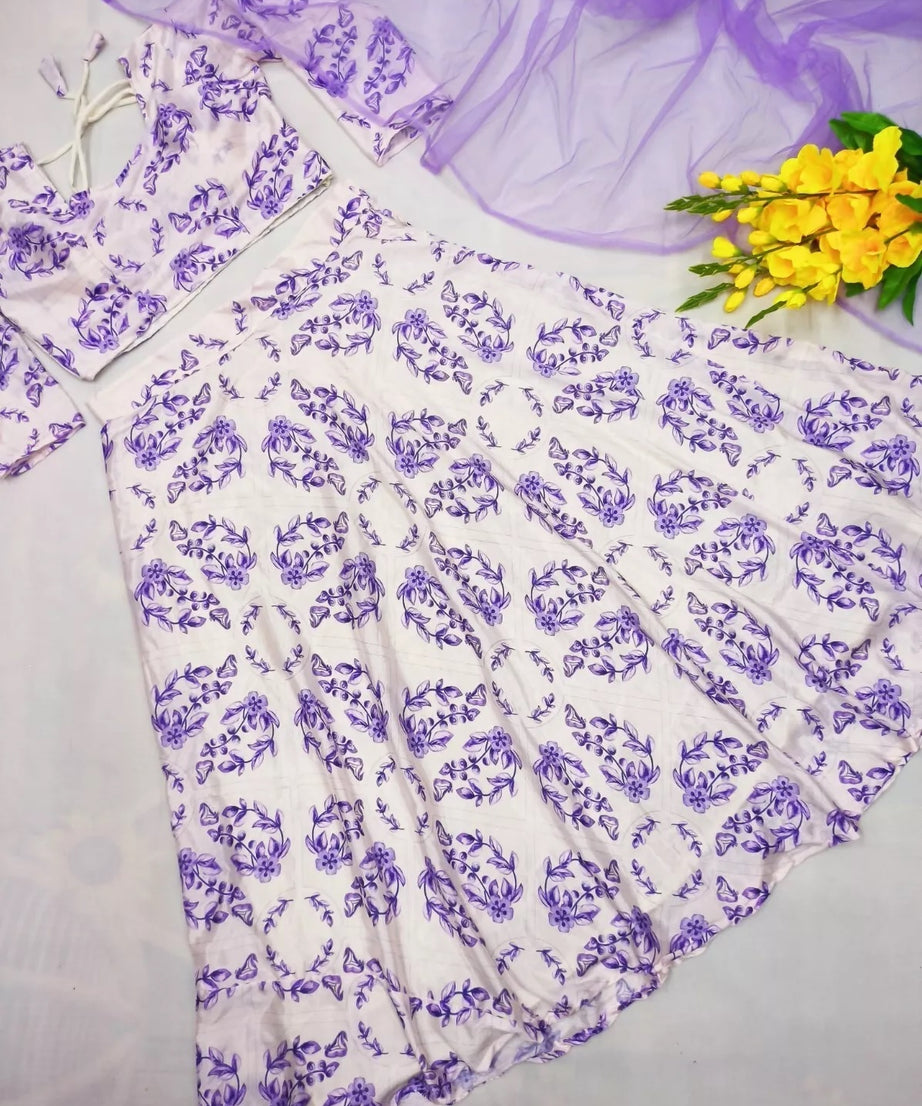 Soft Chinon Silk Lehenga Blouse & Dupatta